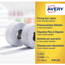 Αφαιρούμενες ετικέτες πιστολιού τιμών Avery Zweckform PLR1226 26 x 12 mm λευκές (15.000 ετικέτες)