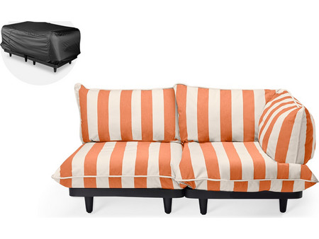 Fatboy Paletti - Καναπές Γωνιακός Δεξιός Από Ύφασμα Olefin 190x100x90 I Stripe Orange Creme