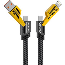 Powertech PTR-0164 Braided USB to Type-C / Lightning Cable 3.25A Μαύρο 1m *