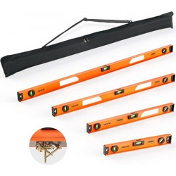 VEVOR Magnetic Level Set, 4-Piece (400/600/900/1200 mm) Aluminum Alloy I-Beam Bubble Leveler with Clear 3 Green Vials & Hanging Hole, Level Tool Ideal for Hanging Pictures, Home Improvement & DIY