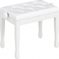 Klavierhocker Hohenverstellbar Klavierbank, Pianobank mit Kunstleder Kissen fur Piano Keyboard 64 x 35 x 45-55 cm Weiss