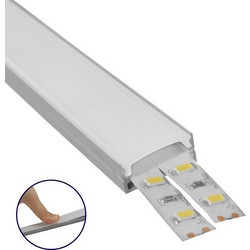 GloboStar(R) 70809-2M Επιφανειακό Προφίλ Αλουμινίου Ανοδιωμένο με Λευκό Οπάλ Κάλυμμα για 2 Σειρές Ταινίας LED Πατητό - Press On Πακέτο 5 Τεμάχια των 2 Μέτρων