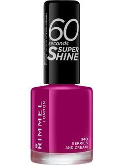 Rimmel 60 Seconds Super Shine 340 Berries & Cream Gloss Βερνίκι Νυχιών Μακράς Διαρκείας Quick Dry 8ml