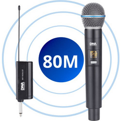 DNA BAT VOCAL SET wireless system battery-powered handheld microphone receiver UHF 518-542 MHz anti-roll ring adapter jack 6.35 mm - jack 3.5 mm 2x windscreen