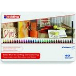 Edding Μαρκαδόροι σε Μεταλλικό Κουτί 01.1300-40S 40τμχ 3mm Δώρο 2 Μπλοκ Καμβά Α4 300γρ