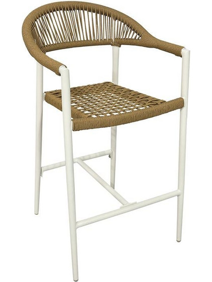 MADISON Σκαμπό Bar, ALU Άσπρο, Rope Wicker Φυσικό