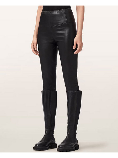 AllSaints Cora Leather Γυναικείο Κολάν Μαύρο W054TB-BLACK