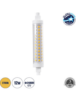 GLOBOSTAR(R) TUBINI 60398 Λάμπα R7S 118mm LED 12W 1356lm 360 AC 220-240V IP20 Θερμό Λευκό 2700K - Lumileds SMD Chip - Μ11.8 x Π2.2 x Υ2.2cm