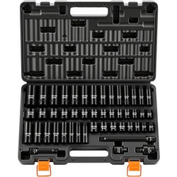 VEVOR Impact Socket Set, 3/8" Drive, 48-Piece Socket Set, 6-Point Sockets, SAE 5/16"-3/4" and Metric 8-19 mm, 21-22 mm, Easy to Identify, Cr-V Alloy Steel, Extension Bar, Case Adapter και S