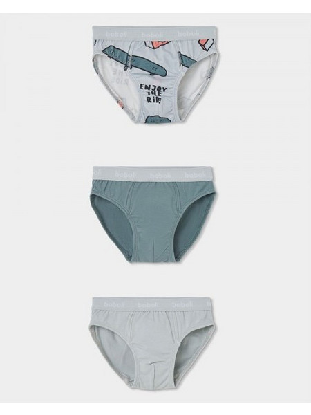 BOBOLI Pack 3 slips for boy -BCI - 684042 - ΑΓΟΡΙ - LIGHT GREY