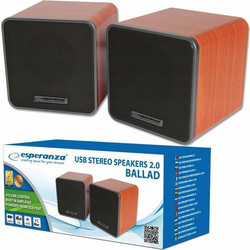 Esperanza EP152 Ηχεία Υπολογιστή 2.0 5W Black Brown