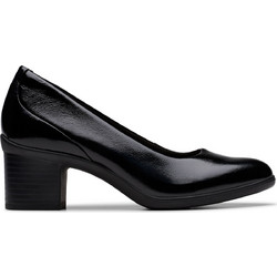 Clarks Shaya Poppy Γόβες Λουστρίνι με Χοντρό Χαμηλό Τακούνι Μαύρες 26182999