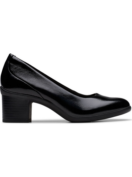 Clarks Shaya Poppy Γόβες Λουστρίνι με Χοντρό Χαμηλό Τακούνι Μαύρες 26182999