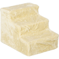 PawHut Σκάλα για Σκύλους και Γάτες 3 Σκαλιών, έως 4,5 kg, Βελούδινη, Αφαιρούμενη και Πλενόμενη, Μπεζ D06-091V01BG