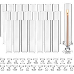 Κηροπήγια VEVOR Hurricane Σετ Κηροπήγια 24, 320 mm Tall Clear Glass Taper, Υψηλό βοριοπυριτικό γυαλί, 2,36 in κύλινδρος για γάμο, κεντρικό τραπέζι, πάρτι, διακόσμηση σπιτιού, προστασία από τον αέρα