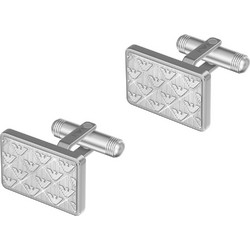 EMPORIO ARMANI Eagle Logo Ασημί Μανικετόκουμπα Με Ανάγλυφο Logo Από Ανοξείδωτο Ατσάλι EGS3360040