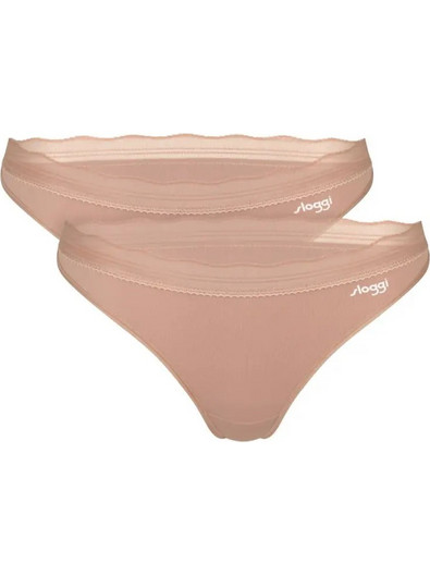 Sloggi Go Blush Γυναικεία String με Δαντέλα Μπεζ 2Pack 10228606-00ME