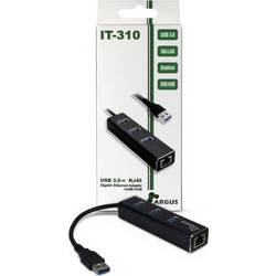 Inter-Tech IT-310 USB Hub 3.0 USB-A με 4 Θύρες USB-A / Ethernet