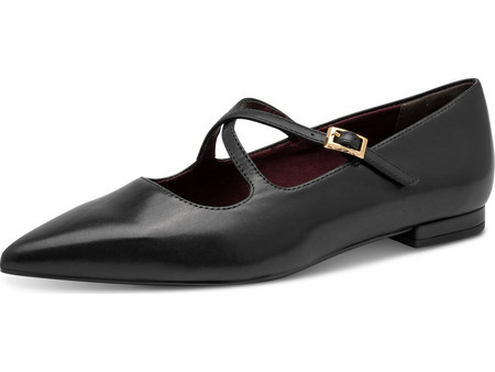 Τamaris Γυναικείες Μπαλαρίνες BLACK LEATHER 1-22161-47 003