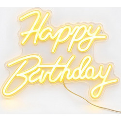 Φωτιζόμενη επιγραφή LED Neon Happy Birthday θερμό λευκό 42x28εκ
