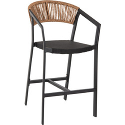 ΣΚΑΜΠΟ ΑΛΟΥΜΙΝΙΟΥ HM5892.15 ΜΕΣΑΙΟΥ ΥΨΟΥΣ RATTAN & TEXTLINE ΜΑΥΡΟ ΜΠΕΖ 55x56,5x99Υ