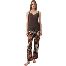 Minerva TOP SATIN SOLID Μπλούζα Πυζάμας Καφέ Σκούρο 90-53563