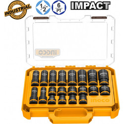 Καρυδάκια Μακριά και Κοντά Impact-Αέρος 1/2'' Ingco (HKISSD12206L) - Σετ 20 τεμάχια HKISSD12206L