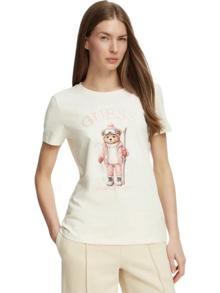 Guess Γυναικείο T-Shirt Fabrizia V6BI19K6749-G012 Εκρού