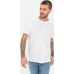 Camel Active ανδρική μπλούζα henley με monogram Regular Fit - C262NOS-409474-9T84 Λευκό