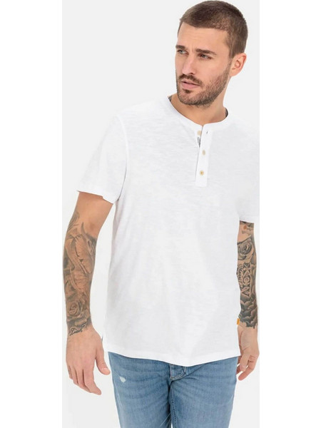 Camel Active ανδρική μπλούζα henley με monogram Regular Fit - C262NOS-409474-9T84 Λευκό