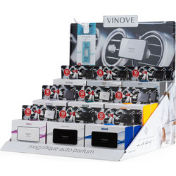 Amio - Χαρτινό Ράφι Display με 18 Αρωματικά Αυτοκινήτου VINOVE για Φρεσκάδα & Καθημερινή Χρήση - Σετ 18 Τεμ. (V0000/AM)