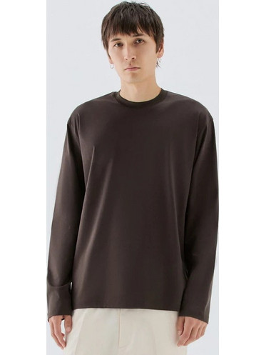 I'm brian καφέ μερσεριζέ βαμβακερό μακρυμάνικο t-shirt
