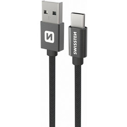 Swissten Braided USB-A to USB-C 60W 0.5m Black 71521111