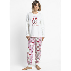 Admas Disney Minnie Mouse Γυναικεία Πιτζάμα Χειμερινή Βαμβακερή Έκρου