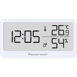 POWERTECH επιτραπέζιο ψηφιακό ρολόι PT-1656 με θερμόμετρο & υγρασιόμετρo, λευκό