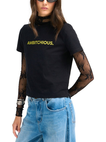 PROJECT SOMA WOMEN T-SHIRT AMBITCHIOUS FITTED LOGO BRUSHED