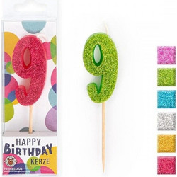 TREND HAUS Κερί Γενεθλίων Trend 957658 Glitter Mini No 9 8,8cm