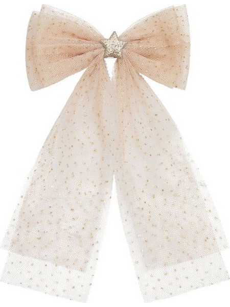 Μεγάλος Φιόγκος Μαλλιών Tulle Oversized Bow Pink Gold Mimi & Lula