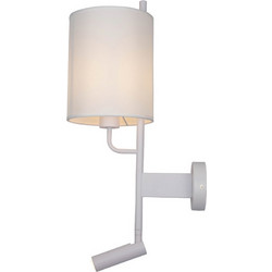 InLight Επιτοίχιο φωτιστικό LED 3W 3000K και 1ΧΕ27 σε λευκή απόχρωση με υφασμάτινο καπέλο (43028-WH)