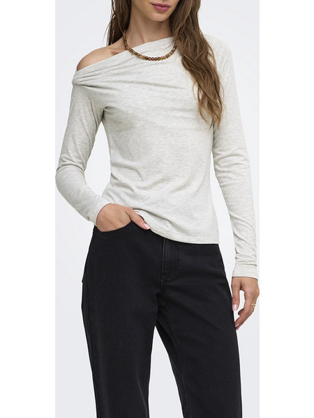 ONLY ONLSIA L/S ASSYMETRIC TOP JRS 15383991-Light Grey Melange LightGray