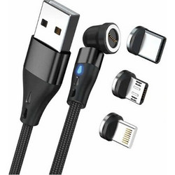 RealPower Magnetic USB to Lightning / Type-C / micro USB Cable 3A Μαύρο 0.2m 439628