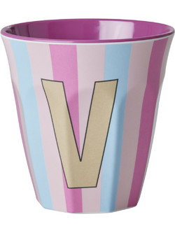 Rice - Melamine Cup with the Letter V - Pink - Medium