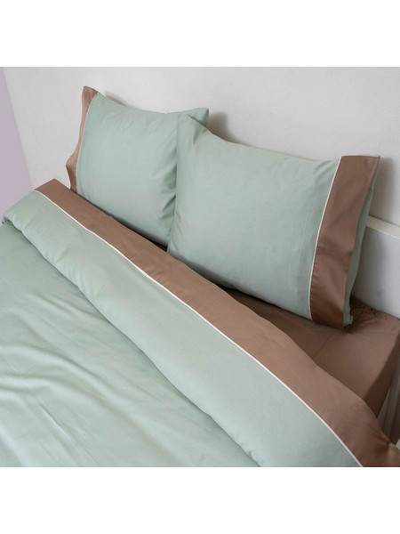 Κουβερλί Grand 1 (Σετ 3τμχ) Green-Mocca Anna Riska Υπέρδιπλo 220x240cm 100% Βαμβακοσατέν