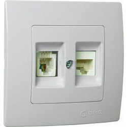 Πρίζα τηλεφώνου-δικτύου RJ11+RJ45 CAT6 διπλή περλέ ματ Makel Lillium Natural Kare - 32100137