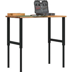 VidaXL πάγκος εργασίας ανοιχτό καφέ 100x60x(71,5-98)cm μασίφ ξύλο δρυς