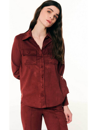 Forel Γυναικείο Πουκάμισο Faux Suede Μπορντό 083.80.05.014
