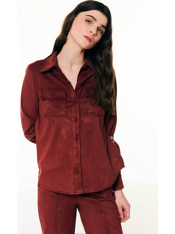 Forel Γυναικείο Πουκάμισο Faux Suede Μπορντό 083.80.05.014