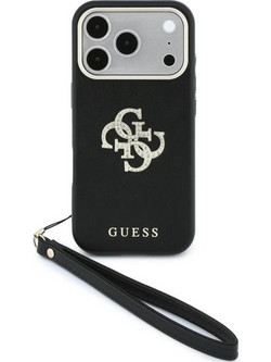 Guess Smooth & Big Strass Logo & Strap Back Cover Black (iPhone 18 Pro / 17 Pro)