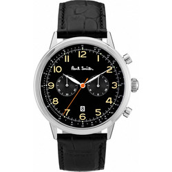 Paul Smith Precision Ανδρικό Ρολόι Χρονογράφος με Μαύρο Δερμάτινο Λουράκι P10011