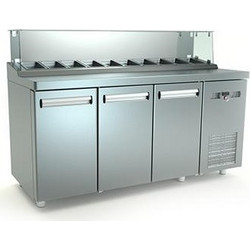 Inox τριπλό ψυγείο πάγκος salad bar με μια σειρά λεκανάκια gn id